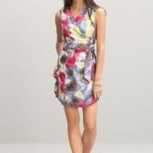 100% silk Banana republic watercolor wrap dress